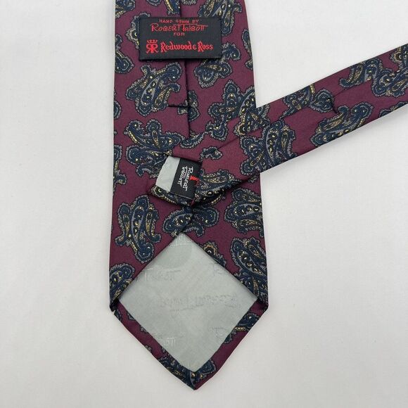 Robert Talbott For Redwood & Ross Burgundy Multicolor Paisley Silk Tie Necktie - Picture 6 of 7